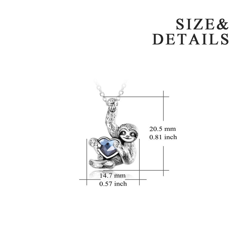 YFN Sterling Silver Sloth Necklace Heart Crystal Sloth Jewelry for Women Men Christmas Gifts - Image 4
